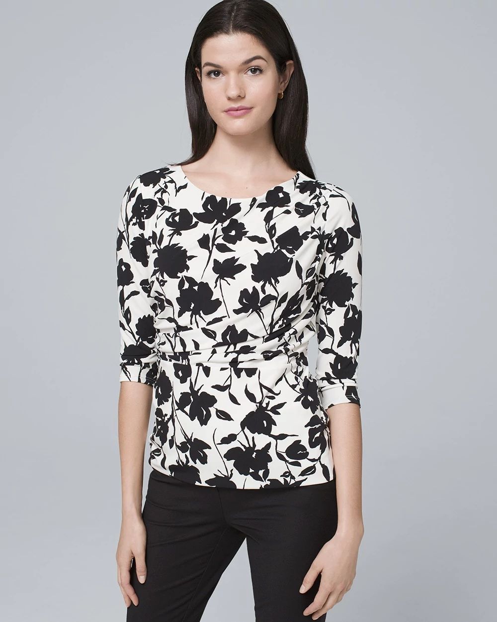 Draped Front Floral Top